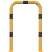 Anti-nudge hoop | steel tube  76 mm | yellow / black | total width: 750 mm | height above ground: 750 mm | to be fixed by plugs